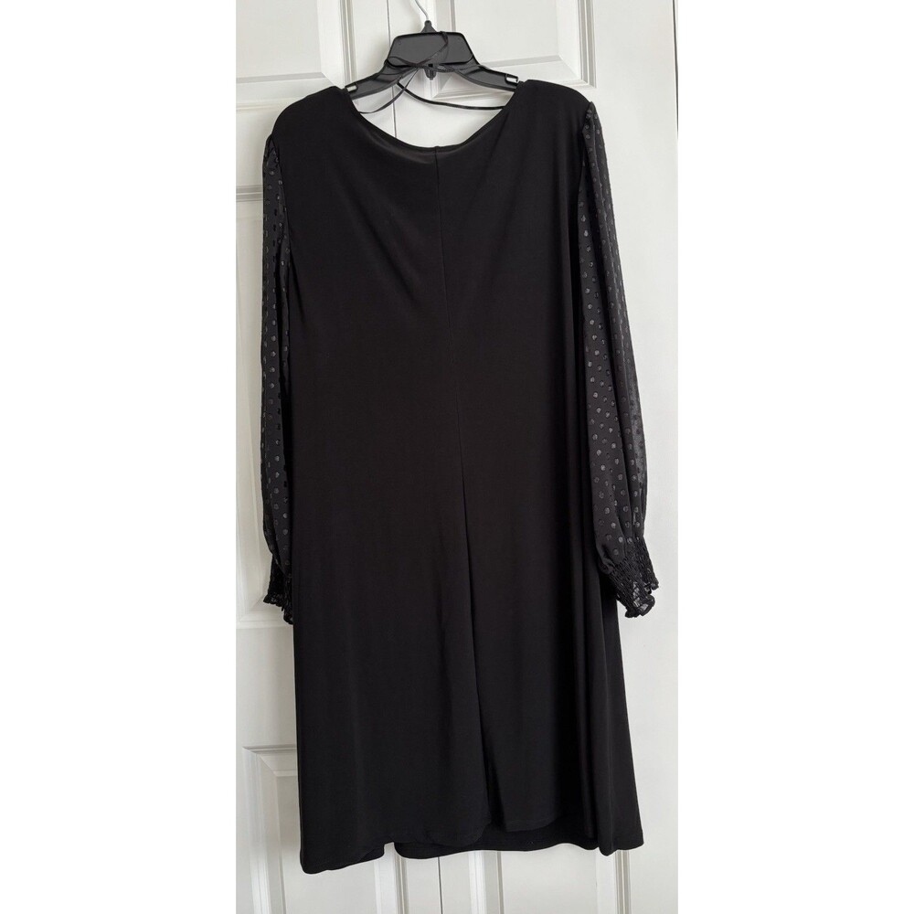 MSK WOMENS SHIFT DRESS SIZE 2X BLACK LONG SLEEVE PULLON JERSEY STRETCHY CREWNECK